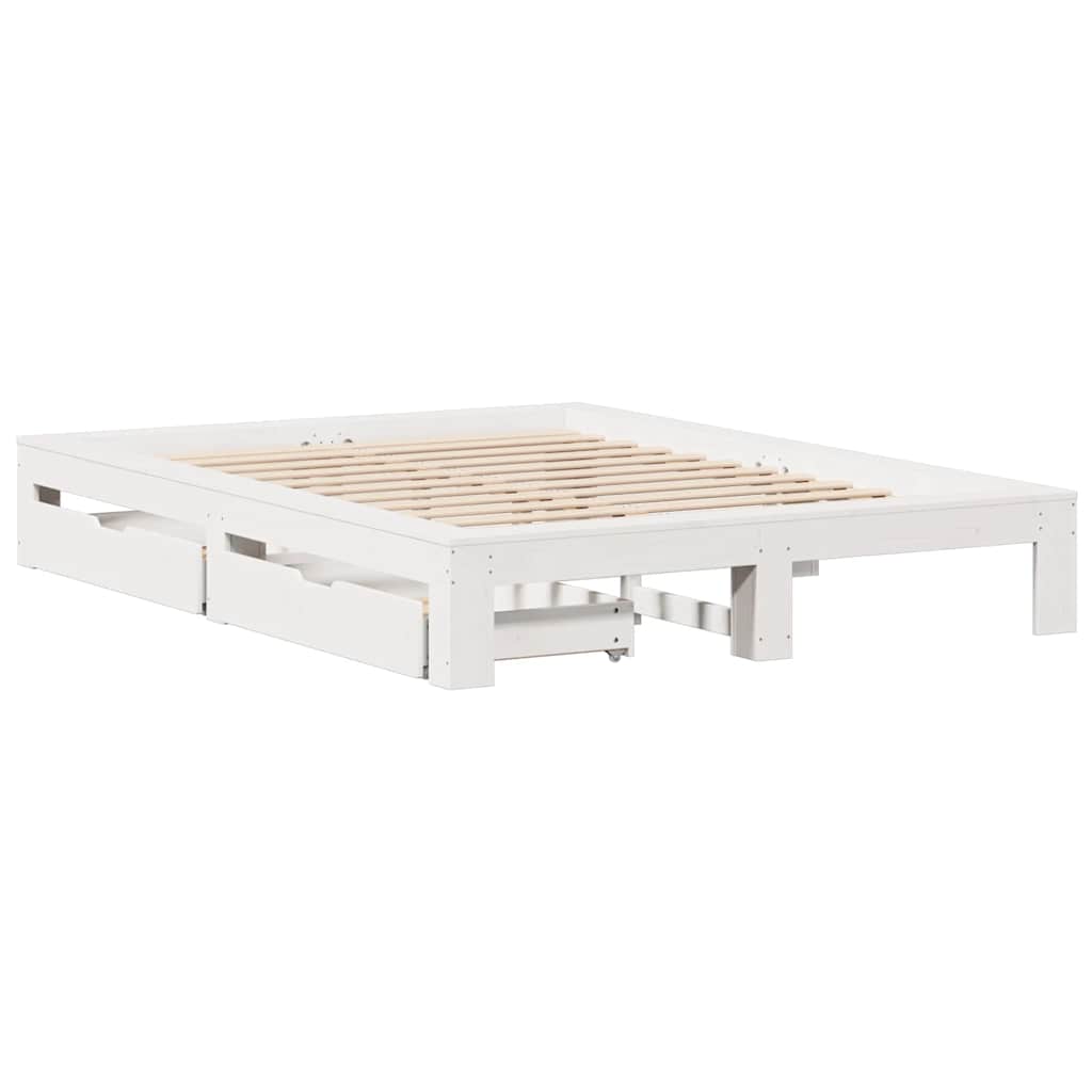 Vidaxl Rama Łóżka Bez Materaca, Biała, 140X190 Cm, Lite Drewno Sosnowe