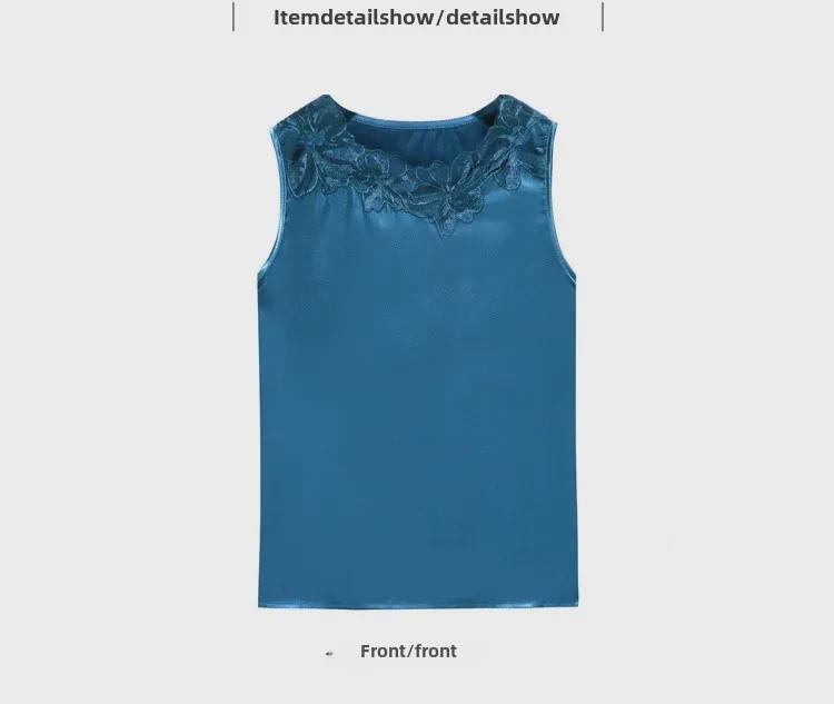 Women's Lace V-neck Camisole, Wide Shoulder, Sleeveless, Loose Fit, Large Size, 2021 Spring/Summer Trendy Inner Wear Top