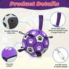 Durable Rubber Dog Soccer Ball with Straps - Interactive Chew-Resistant Pet Toy for All Breed Sizes, Purple &Black with Paw Print Design,Dog Ball Toy