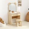 Korean Princess Solid Wood Children's Dressing Table and Stool Set for Girls' Room