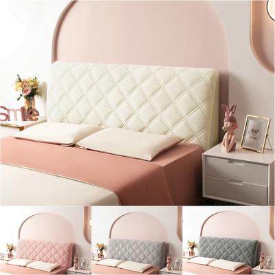 Effen kleur geruite bedhoofdeindehoes Zacht fluweel Dik elastisch pluche Bedhoofdhoezen Slaapkamer Bedrugbeschermer voor thuishotel