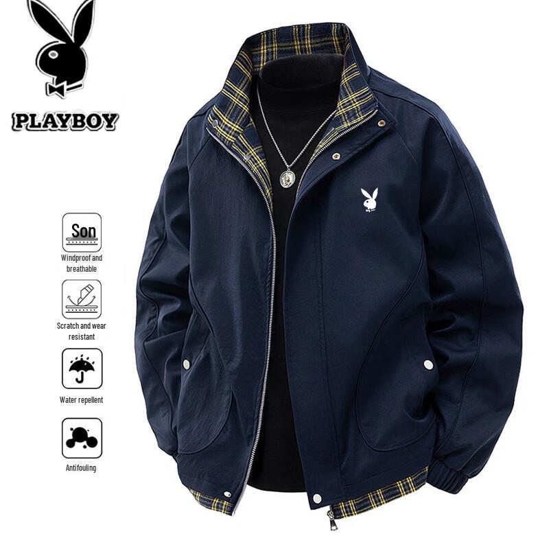 PLAYBOY Men's Spring/Autumn Stand Collar Casual Waterproof Jacket