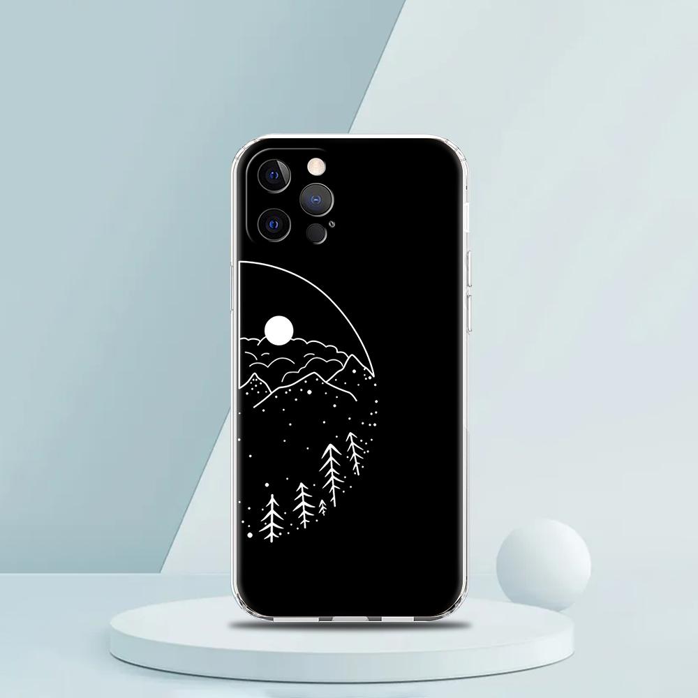 Couple Cartoon Aesth Sun Moon Luxury Phone Case For iPhone 16 15 14 13 12 11 Pro Max XS X XR SE 7 8 Plus Silicone Clear Cover