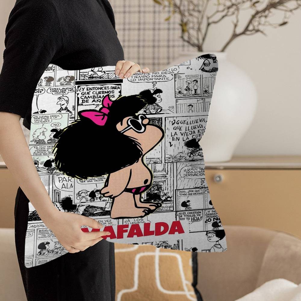 Cute Cartoon Mafalda Vintage Cushion Cover Polyester Sofa Cushions Decorative Throw Pillows Home Decoration Pillowcover