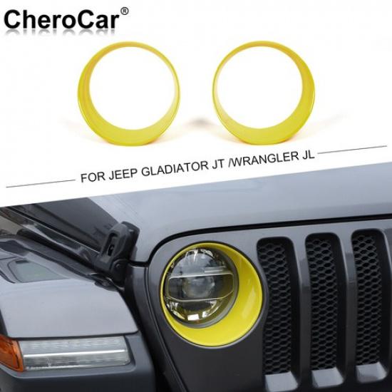 Exterior Headlight Panel Trim Cover Ring For Jeep Wrangler JL/JT 2018+ Yellow