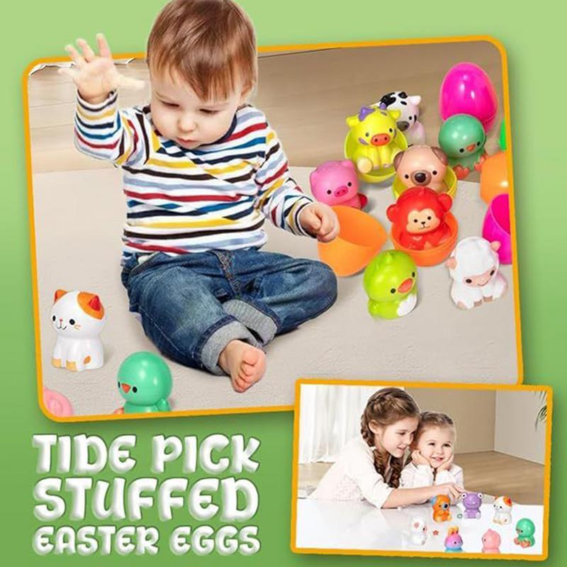 24 Pieces Easter Eggs For Kids Bright Colorful Easter Eggs Filled With Assorted Animals Including Bunny Sheep Cat And So On
