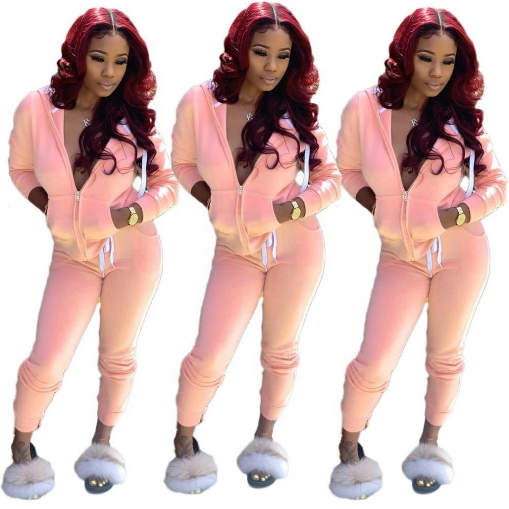 2024 Autumn Hot-Selling Women's Solid Color Hoodie Sweatshirt Sportswear Two-Piece Set