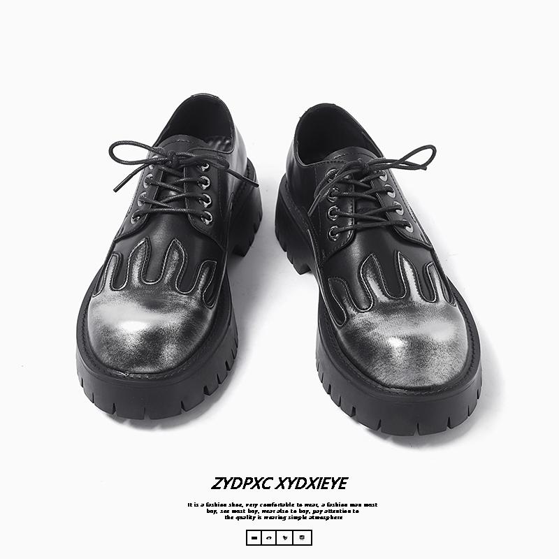 Thick soled men's leather shoes Trendy and personalized design style Leisure Outdoor Party office street walking Daily shoes New