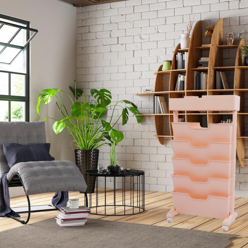 5 Tier Book Rack Multifunctional Removable Bookcase Multilayer Storage Rack for Dormitory Classroom