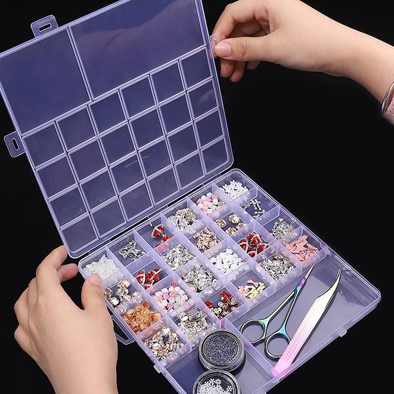 26 Grid Transparent Nail Art Empty Storage Case Box Nail Glitter   Bead Display Accessories Container Box