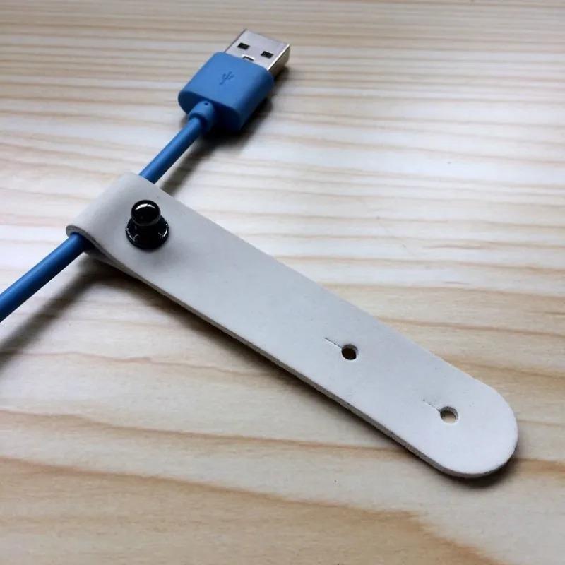 5Pcs Leather Cable Winder Charging Cable USB Cable Bundle Storage Leather Belt Adjustable Hole Buckle Design