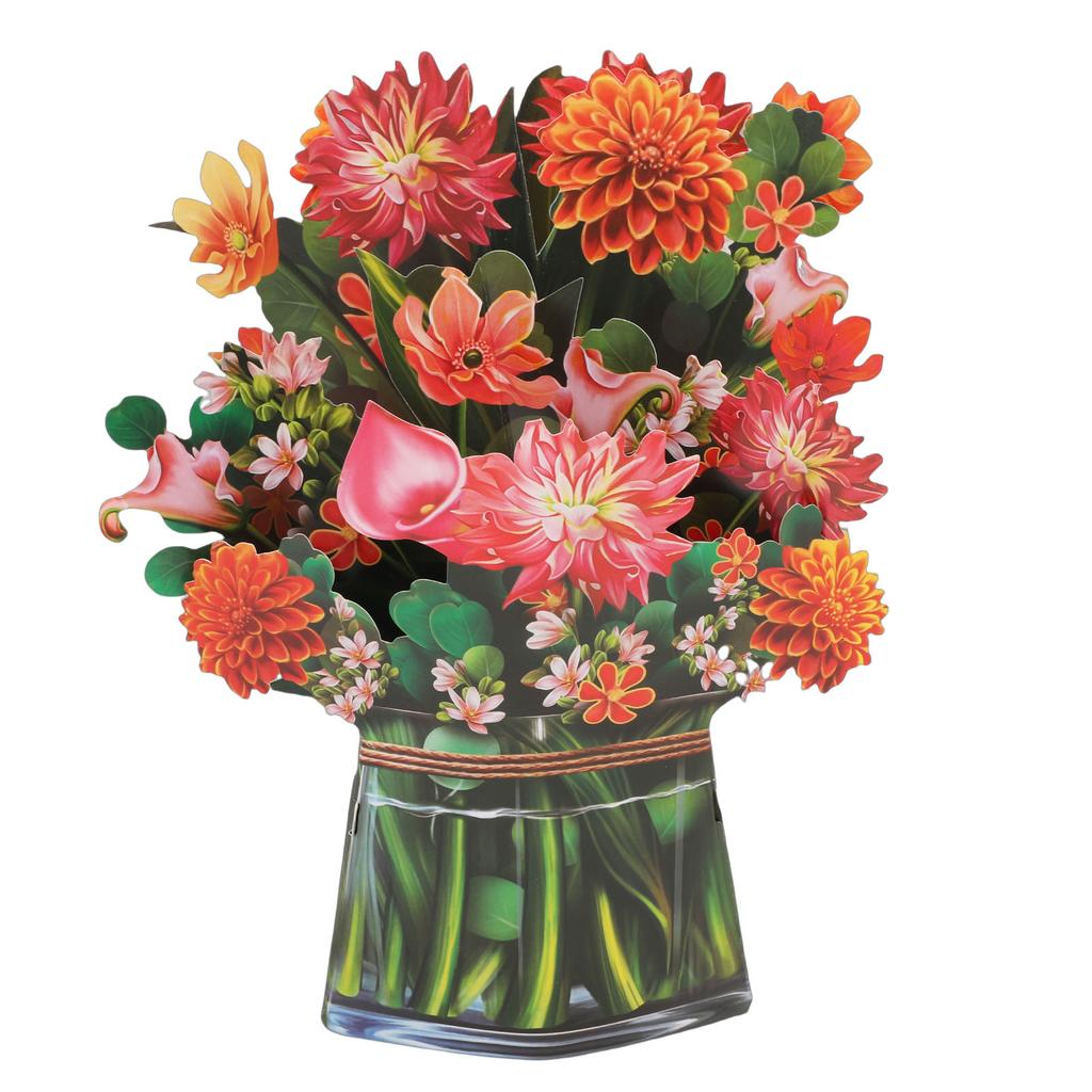 Dahlia Bouquet Pop Up Card Lifelike Exquisite Anti Fading 3D Paper Flower Bouquet Card Home Decoration