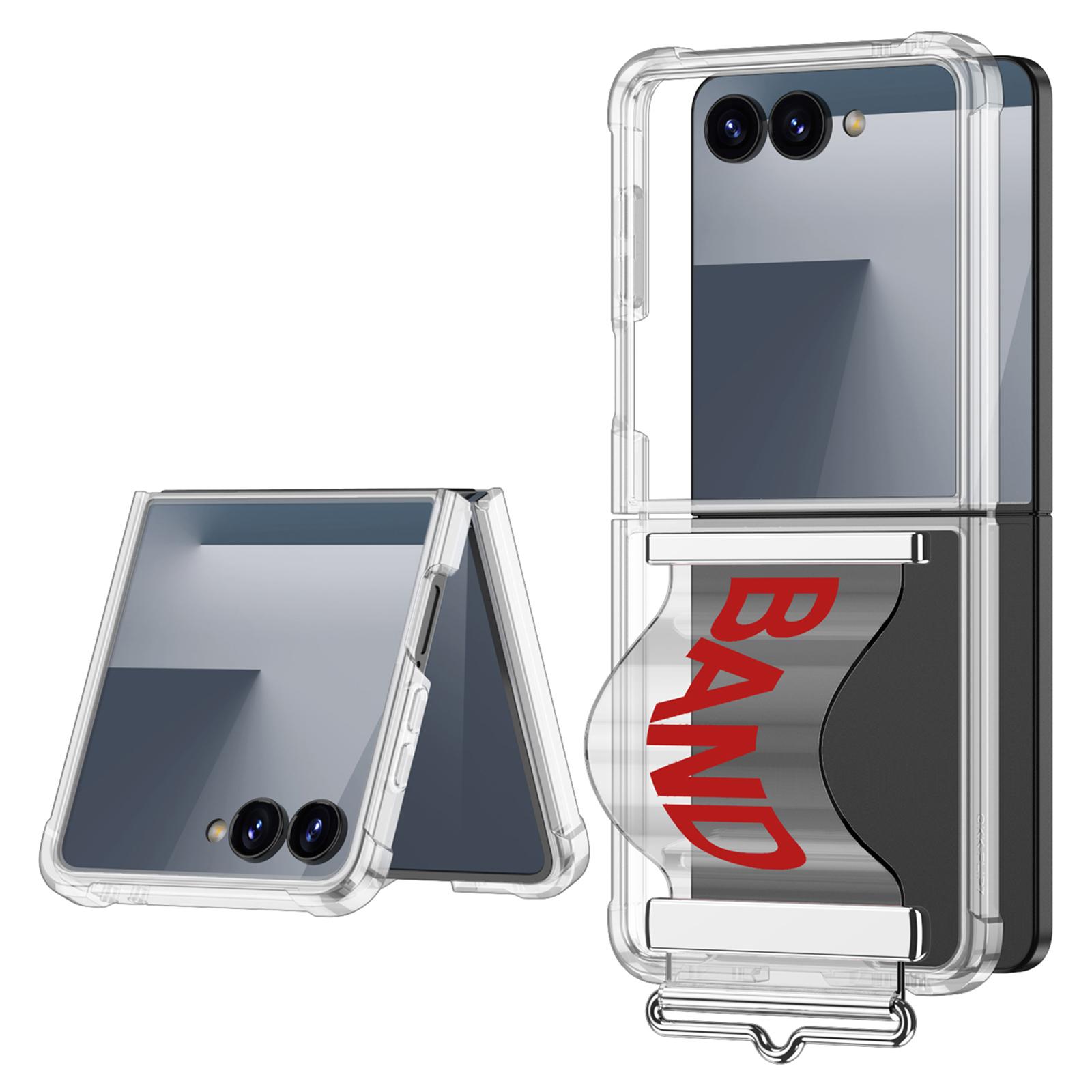 

GKK For Samsung Galaxy Z Flip7 5G Case Air Cushion Strap Kickstand Soft TPU PC Phone Cover Transparent Red