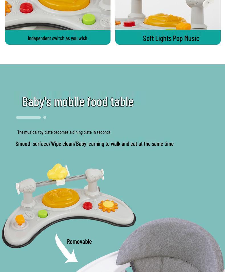 Multi-Function Baby Walker: Anti-Fall, Anti-Rollover, U-Shaped, Suitable for Boys & Girls.