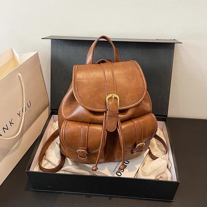 Fashionable Solid PU Backpacks Large Capacity High Quality Sense of Luxury Popularity Women's Backpacks Autumn New Style