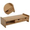 Desk Monitor Riser Stand with Drawers Bamboo Laptop Shelf Organizer Office Accessory2 Drawers