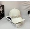 Black hat female trendy brand rhinestone baseball cap showing a small face solid color hard top cap sun protection large brim