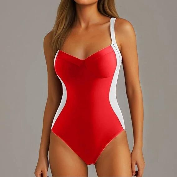 Women's Color-blocked Backless One-piece Swimsuit