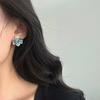 Asymmetrical Leaves Imitation Pearl Stud Earrings Enamel Drip Glaze Advanced Sense Diamond Set 20 Court Style