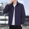 New Spring and Autumn Men's Casual Jacket Jacket Middle-aged and Elderly Stand-up Collar Jacket Loose Large Size Top