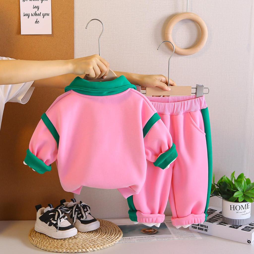 0-5-year-old Girls' long sleeved 2-piece set, Girls' floral printed hoodie set, Cute baby clothes