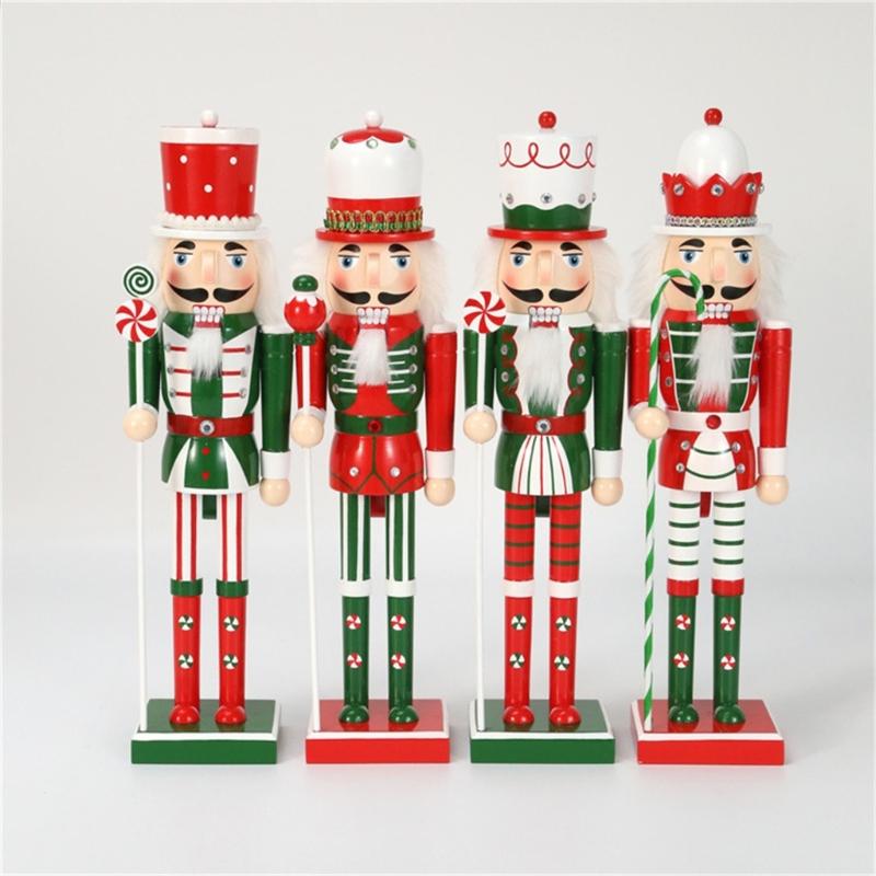 Christmas Nutcracker Wooden Retro Nutcracker Soldier Figurine Display for Kitchen Christmas Decorations