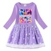Rainbow Sequin Mesh Princess Dress for Kids - Long & Short Sleeve Options, Kpop Demon Slayer Inspired