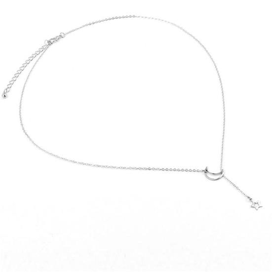 Moon Shape Star Pendant Luxury Clavicle Chain Necklace