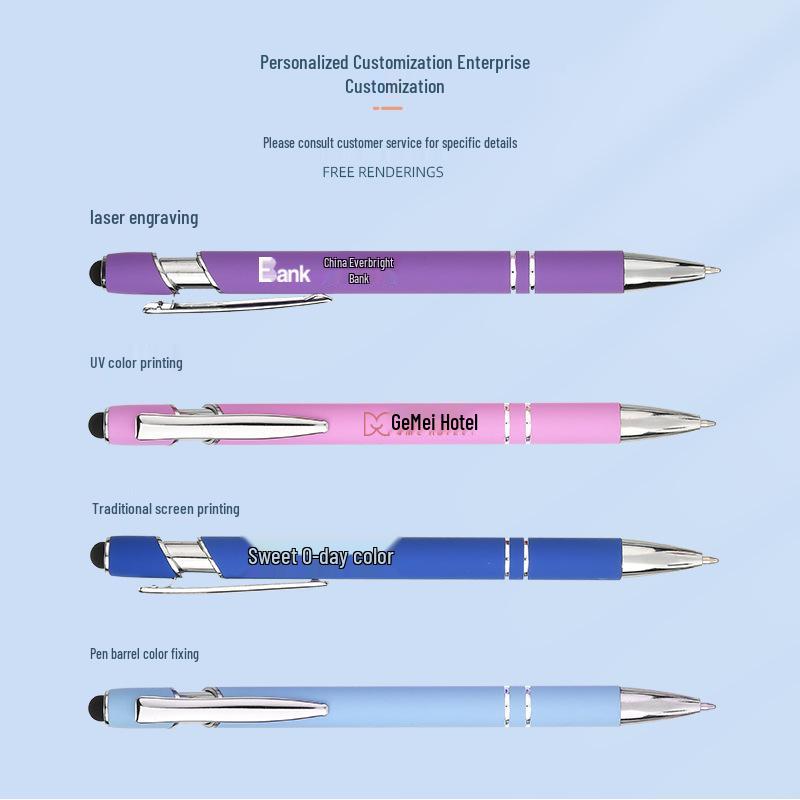 Custom Logo Colored Metal Gel Ballpoint Pen for Signing & Touchscreen Use