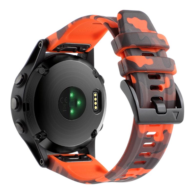 

Camouflage Pattern Printed Watch Band for Garmin Fenix 7/6,22mm Silicone Quick Release Strap Camouflage Orange