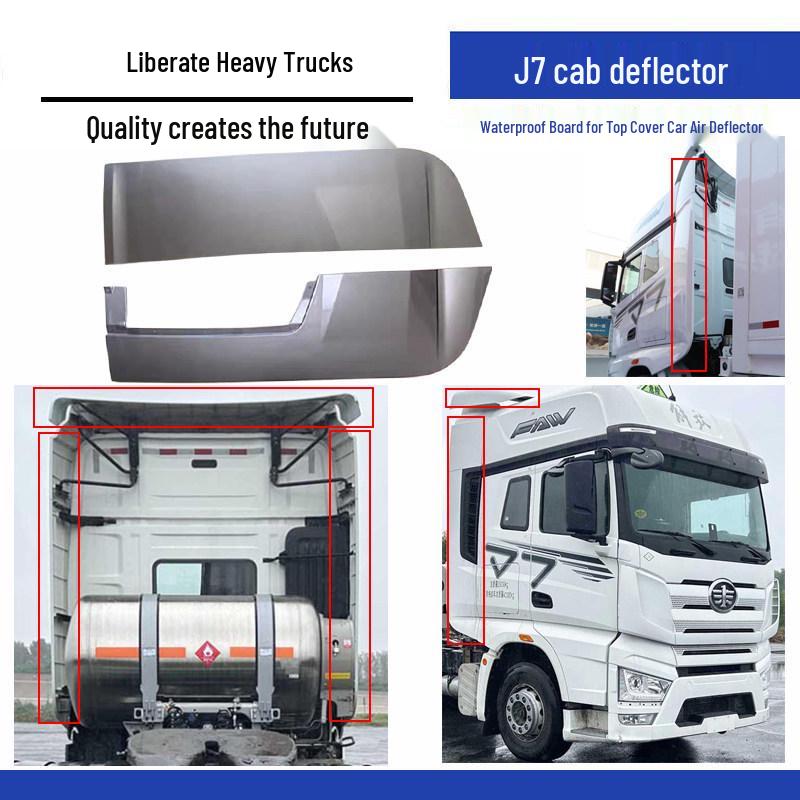 Compatible Jiefang J7 Cab Wind & Rear Spoiler Deflector Set with Waterproof Top Cover
