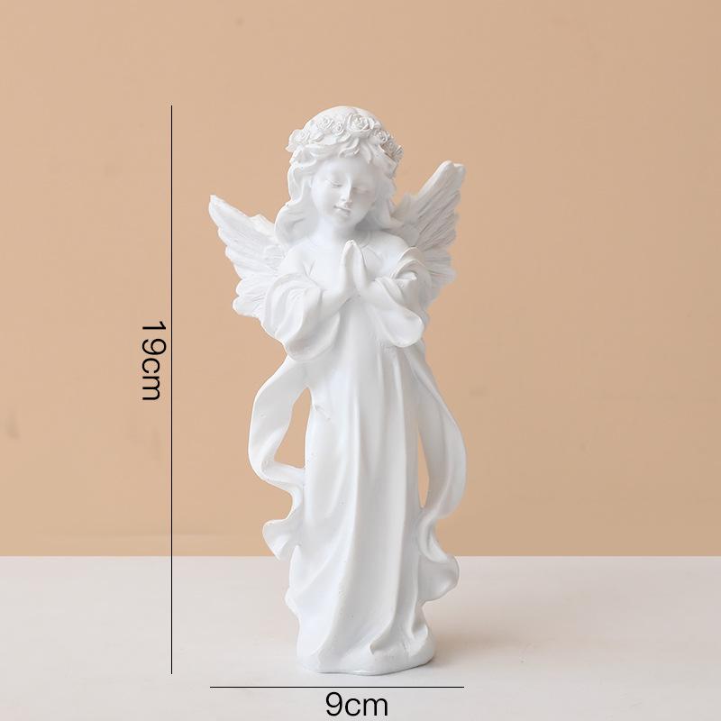 Nordic Angel Girl Sculpture - Resin Figurine for Living Room Décor