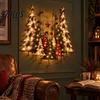 Unique Christmas Tree Ornaments Lighted Wooden Ornament, Rustic Holiday Wall Decoration with LED Yard Festive Decorations Light for Home Living
