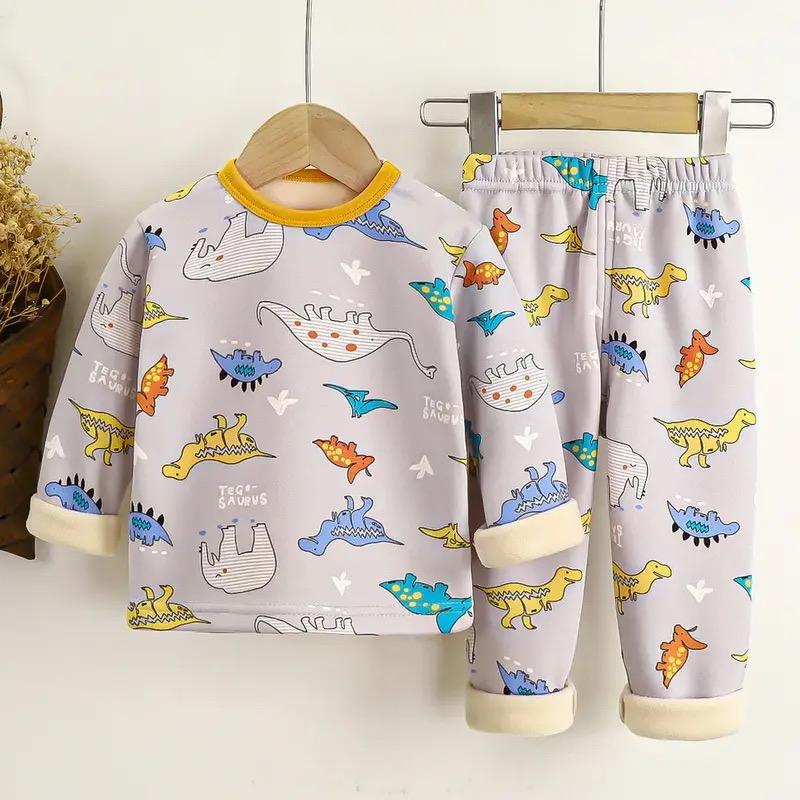Children Padded Underwear Sets Autumn and Winter Long-Sleeved Autumn Clothes and Trousers Warm Boys and Girls Home Clothing