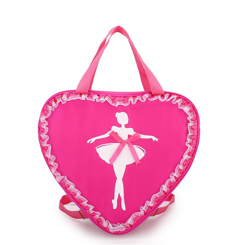 Girl Dance Bag Cute Heart Shape Lace Handbag Kindergarten Kids Latin Ballet Shoe Leotard Container Backpack