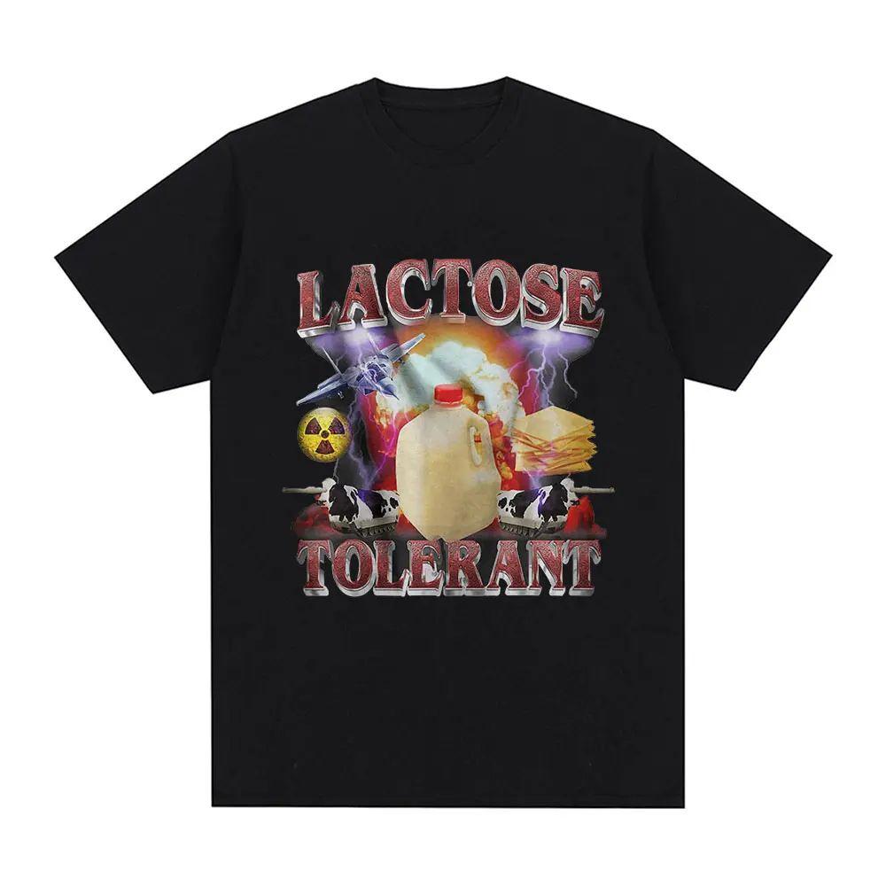 Lactose Tolerant Funny Meme Graphic T Shirt Milk Makes My Tummy Hurt T-shirt Fashion Vintage Hip Hop Short Sleeve T-shirt Unisex