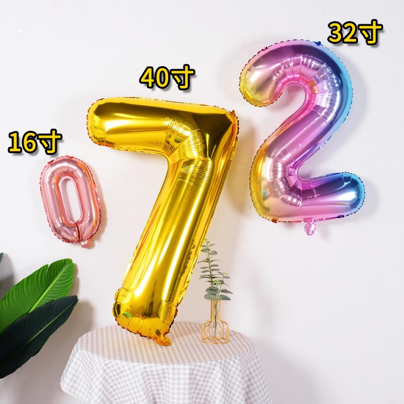 Small Digital Balloon 16-Inch Us Version Of Thin Body Decoration Birthday Party Aluminum Film Balloon Digital Balloon