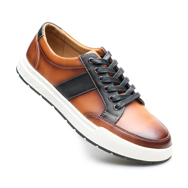 

[Обработка и заказ] Новые модные повседневные туфли для скейтбординга, подходящие по цвету, на толстой подошве, увеличивающие рост мужчины 38 светло-коричневого