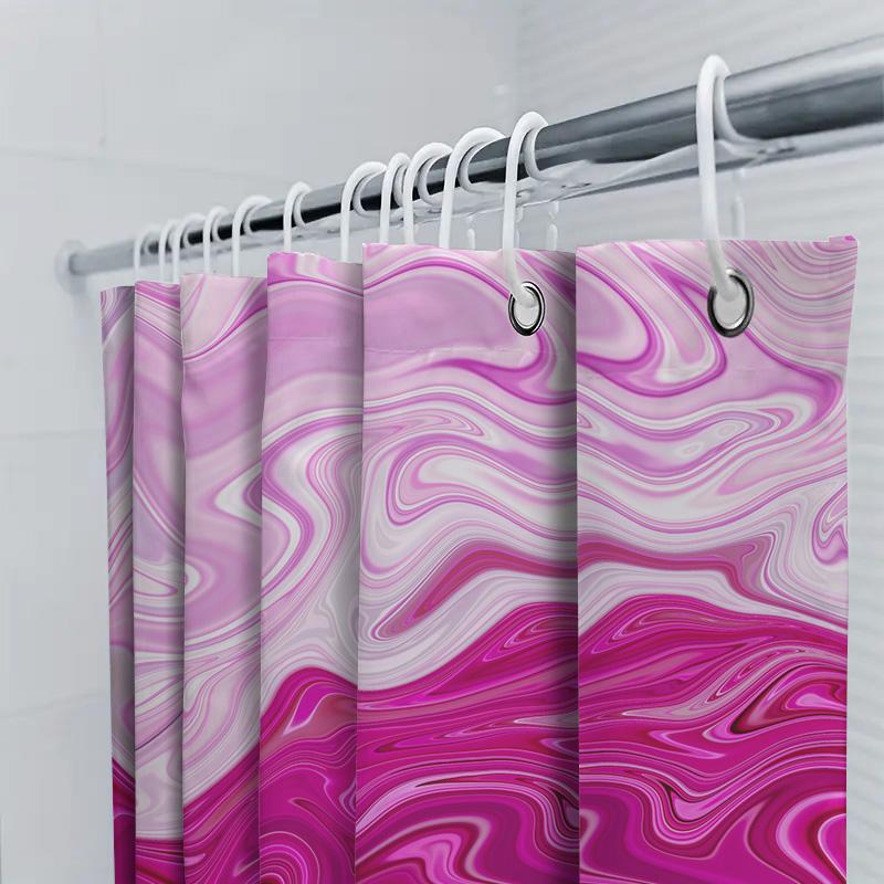 Shower Curtain Waterproof Fabric Print Pink Marble Bathroom Decor Shower Panels Modern Shampoo Soap Dispenser Bag