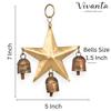 Rustic Star Wind Chime With 3 Bells Gold Metal Hanging Chime For Yard Garden Porch Balcony Outdoor Indoor Farmhouse Boho Home Decor Ornament