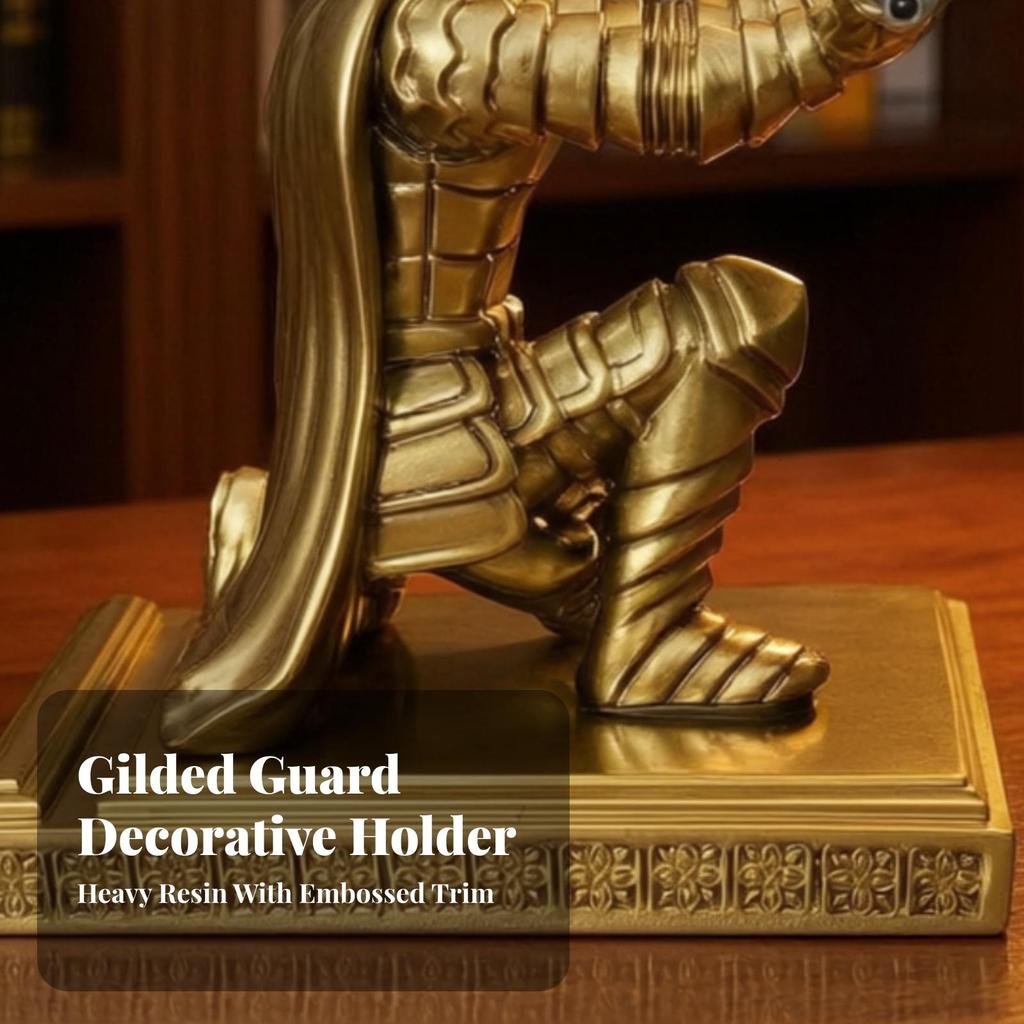 Decorative Resin Knight Pen Holder with Sword Shiny Finish for Study,
