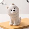 Desktop Decoration for Dog Lovers Cute Sitting Samoyed Figurine, 3D Printed Smiling Puppy Statue, Healing Small Collectible Animal Ornament