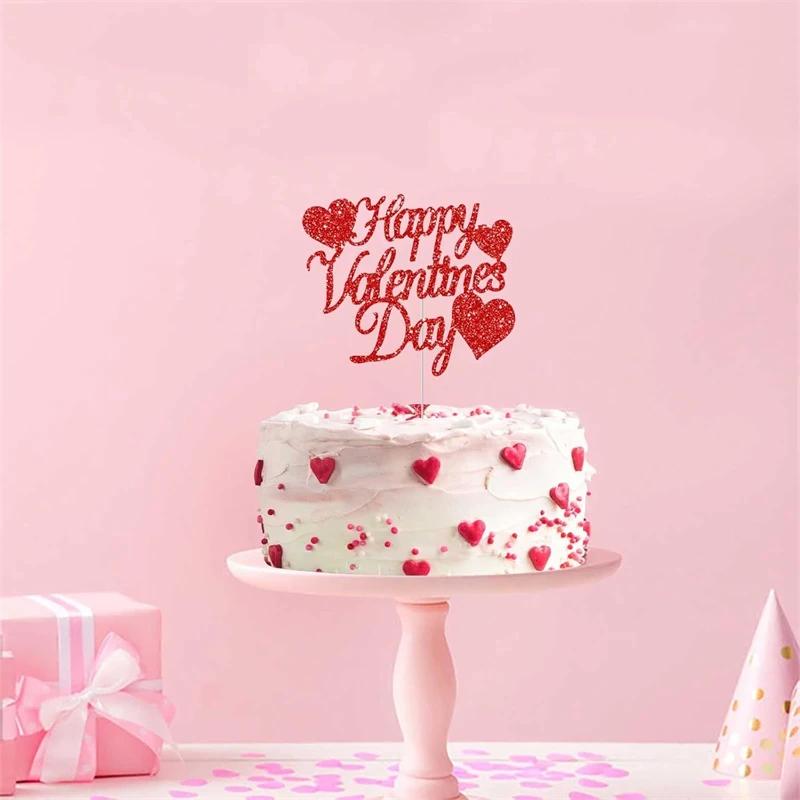 30/10Pcs Happy Valentines Day Cupcake Toppers Festival Cake Flag Valentine's Day Party Cake Decorations for Weddings Engagements