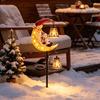 Year Round Outdoor Garden Decor Solar Christmas Stake Light, 31.5 Inch Santa Snowman LED Pathway Lights, Warm Lawn Ornaments Waterproof Metal