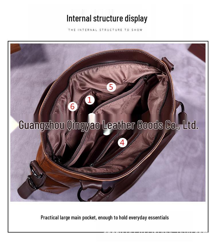 Xidi Paul 2024 Retro Fashion Women's Large Capacity Soft Leather Shoulder & Crossbody Tote Bag