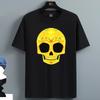For Men's T-shirt Short Sleeve Cotton T-Shirt with Vibrant Yellow Sugar Skull Pattern - Colorfu