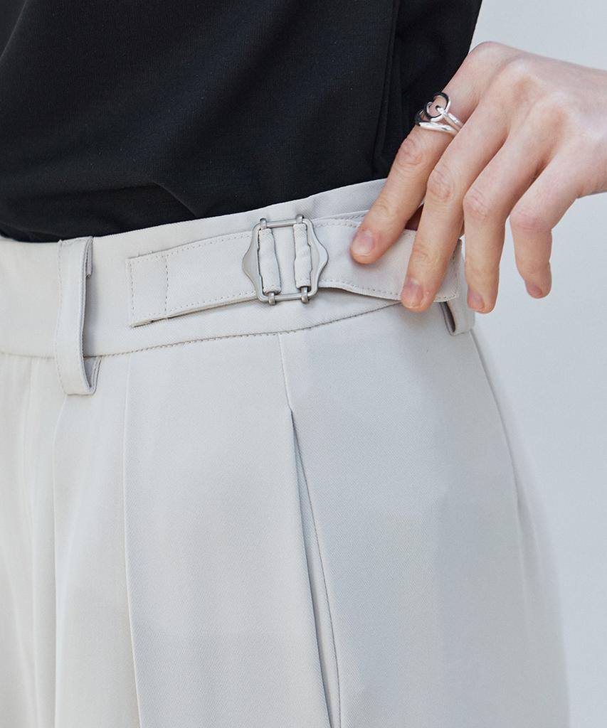 NON AND NON [Custom Length] Belt Loop Pintuck Wide Slacks_Nhsl6485 (Cream)