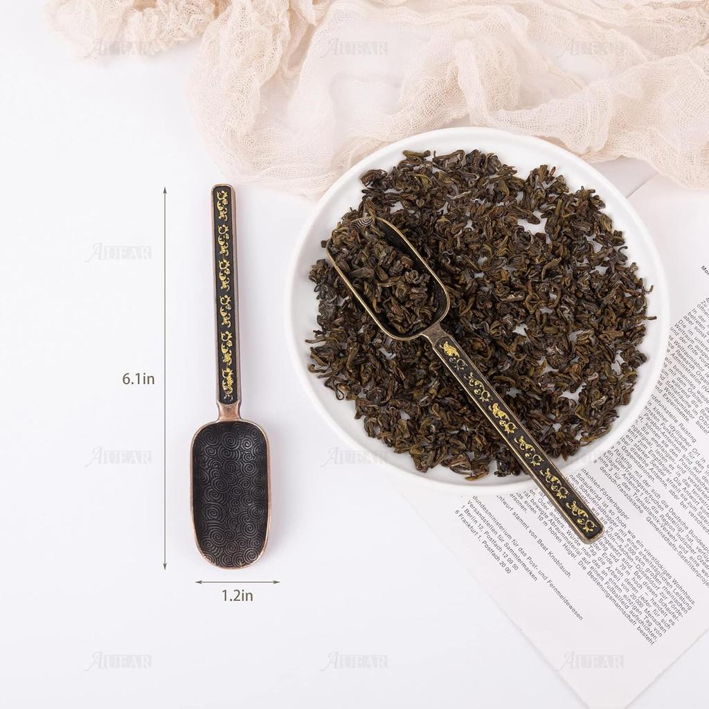 AUEAR, 2 Pack Vintage Loose Leaf Tea Scoops Coffee Scooper Copper Metal Measuring Shovel Spoons