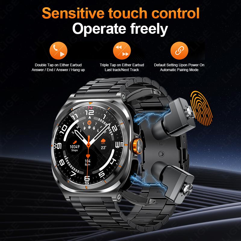 2 In 1 Smart Watch With Earbuds TWS Bluetooth Earphone Heart Rate Blood Pressure Sport Fitness Smartwatch Music Watch Men
