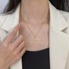1 Pcs Luxury Cool Wind Cross Gold Plated Copper Pendant With Stainless Steel Chain Combination Of Collarbone Necklace
